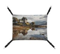 DWVSFJM Scotland Castle Water Lake Scottish Cat Hanging Hammock Adjustable Resting Sleepy Cat Window Pad Pets Hammock Soft Bed for Cats Rabbits Or Other Small Animals