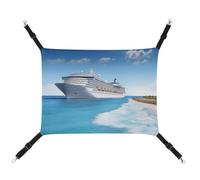 DWVSFJM Seaside Cruise Ship Cat Hammock Pet Cage Hammock Soft Pet Hanging Bed with Adjustable Straps and Metal Hooks Pattern Warm Hanging Pet Mats for Cats Small Dogs Rabbits