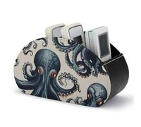 DWVSFJM - Storage Box with Remote Control PU Leather Octopus Design Organizer Box with 5 Compartments Emotion Control Stand for Living Room Bedroom Office