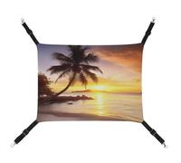DWVSFJM Sunrise Tropical Palm Tree Island Cat Hammock Pet Cage Hammock Soft Pet Hanging Bed with Adjustable Straps and Metal Hooks Pattern Warm Hanging Pet Mats for Cats Small Dogs Rabbits