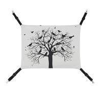 DWVSFJM Tree Design with Birds Cat Hammock Pet Cage Hammock Soft Pet Hanging Bed with Adjustable Straps and Metal Hooks Pattern Warm Hanging Pet Mats for Cats Small Dogs Rabbits