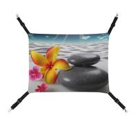 DWVSFJM Tropical Flower and Zen Stone Cat Hammock Pet Cage Hammock Soft Pet Hanging Bed with Adjustable Straps and Metal Hooks Pattern Warm Hanging Pet Mats for Cats Small Dogs Rabbits