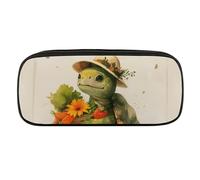 DWVTFSM A Cartoon Turtle Large Pencil Bag Waterproof Cute Pen Case Travel Cosmetic Leather Makeup Bag Organizer Pen Holder for Men Women