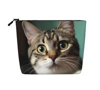 Dwvtfsm A Curious Cat Makeup Bag For Women, Waterproof Linen Travel Cosmetic Organizer Lightweight Zipper Travel Toiletry Bag Organizer Makeup Brushes Storage Bag