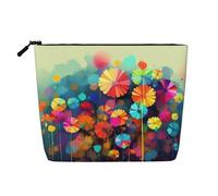 Dwvtfsm Abstract Style Colorful Flowers Makeup Bag For Women, Waterproof Linen Travel Cosmetic Organizer Lightweight Zipper Travel Toiletry Bag Organizer Makeup Brushes Storage Bag