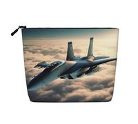 Dwvtfsm Aircraft Fighter Jets Makeup Bag For Women, Waterproof Linen Travel Cosmetic Organizer Lightweight Zipper Travel Toiletry Bag Organizer Makeup Brushes Storage Bag