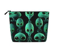 Dwvtfsm Aliens Makeup Bag For Women, Waterproof Linen Travel Cosmetic Organizer Lightweight Zipper Travel Toiletry Bag Organizer Makeup Brushes Storage Bag