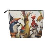 Dwvtfsm Animal Party Makeup Bag For Women, Waterproof Linen Travel Cosmetic Organizer Lightweight Zipper Travel Toiletry Bag Organizer Makeup Brushes Storage Bag