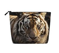 Dwvtfsm Animal Tiger Makeup Bag For Women, Waterproof Linen Travel Cosmetic Organizer Lightweight Zipper Travel Toiletry Bag Organizer Makeup Brushes Storage Bag