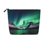 Dwvtfsm Aurora Borealis Makeup Bag For Women, Waterproof Linen Travel Cosmetic Organizer Lightweight Zipper Travel Toiletry Bag Organizer Makeup Brushes Storage Bag