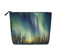 Dwvtfsm Aurora Makeup Bag For Women, Waterproof Linen Travel Cosmetic Organizer Lightweight Zipper Travel Toiletry Bag Organizer Makeup Brushes Storage Bag