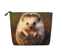 Dwvtfsm Baby Hedgehog Makeup Bag For Women, Waterproof Linen Travel Cosmetic Organizer Lightweight Zipper Travel Toiletry Bag Organizer Makeup Brushes Storage Bag
