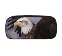 DWVTFSM Bald Eagle Large Pencil Bag Waterproof Cute Pen Case Travel Cosmetic Leather Makeup Bag Organizer Pen Holder for Men Women