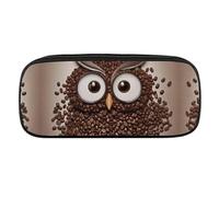 DWVTFSM Bean Owl Large Pencil Bag Waterproof Cute Pen Case Travel Cosmetic Leather Makeup Bag Organizer Pen Holder for Men Women