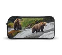 DWVTFSM Bears Fishing in River Pencil Case Pen Bag Large Capacity Cute Pencil Pouch Makeup Cosmetic Bag for Women Men