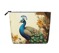 Dwvtfsm Beautiful Peacock Makeup Bag For Women, Waterproof Linen Travel Cosmetic Organizer Lightweight Zipper Travel Toiletry Bag Organizer Makeup Brushes Storage Bag