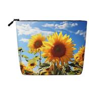 Dwvtfsm Beautiful Sunflower Makeup Bag For Women, Waterproof Linen Travel Cosmetic Organizer Lightweight Zipper Travel Toiletry Bag Organizer Makeup Brushes Storage Bag