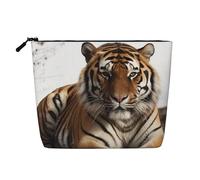 Dwvtfsm Big Tiger Makeup Bag For Women, Waterproof Linen Travel Cosmetic Organizer Lightweight Zipper Travel Toiletry Bag Organizer Makeup Brushes Storage Bag