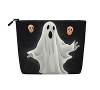 Dwvtfsm Black And Halloween Ghost Makeup Bag For Women, Waterproof Linen Travel Cosmetic Organizer Lightweight Zipper Travel Toiletry Bag Organizer Makeup Brushes Storage Bag