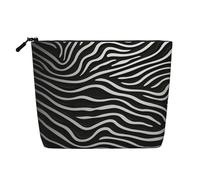 Dwvtfsm Black And White Grain Makeup Bag For Women, Waterproof Linen Travel Cosmetic Organizer Lightweight Zipper Travel Toiletry Bag Organizer Makeup Brushes Storage Bag