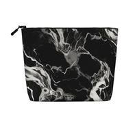Dwvtfsm Black And White Marble Makeup Bag For Women, Waterproof Linen Travel Cosmetic Organizer Lightweight Zipper Travel Toiletry Bag Organizer Makeup Brushes Storage Bag