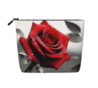 Dwvtfsm Black And White Red Rose Makeup Bag For Women, Waterproof Linen Travel Cosmetic Organizer Lightweight Zipper Travel Toiletry Bag Organizer Makeup Brushes Storage Bag