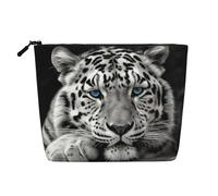 Dwvtfsm Black And White Tiger Makeup Bag For Women, Waterproof Linen Travel Cosmetic Organizer Lightweight Zipper Travel Toiletry Bag Organizer Makeup Brushes Storage Bag