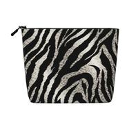 Dwvtfsm Black And White Zebra Print Makeup Bag For Women, Waterproof Linen Travel Cosmetic Organizer Lightweight Zipper Travel Toiletry Bag Organizer Makeup Brushes Storage Bag