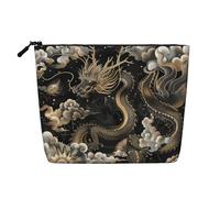 Dwvtfsm Black Chinese Dragon Makeup Bag For Women, Waterproof Linen Travel Cosmetic Organizer Lightweight Zipper Travel Toiletry Bag Organizer Makeup Brushes Storage Bag