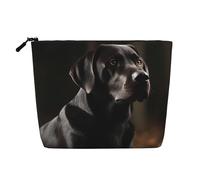 Dwvtfsm Black Labrador Makeup Bag For Women, Waterproof Linen Travel Cosmetic Organizer Lightweight Zipper Travel Toiletry Bag Organizer Makeup Brushes Storage Bag