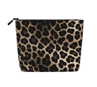Dwvtfsm Black Leopard Print Makeup Bag For Women, Waterproof Linen Travel Cosmetic Organizer Lightweight Zipper Travel Toiletry Bag Organizer Makeup Brushes Storage Bag
