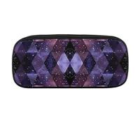 DWVTFSM Black Triangle Pattern Large Pencil Bag Waterproof Cute Pen Case Travel Cosmetic Leather Makeup Bag Organizer Pen Holder for Men Women