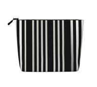 Dwvtfsm Black & White Stripe Makeup Bag For Women, Waterproof Linen Travel Cosmetic Organizer Lightweight Zipper Travel Toiletry Bag Organizer Makeup Brushes Storage Bag