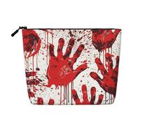 Dwvtfsm Bloody Handprints Makeup Bag For Women, Waterproof Linen Travel Cosmetic Organizer Lightweight Zipper Travel Toiletry Bag Organizer Makeup Brushes Storage Bag