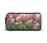 DWVTFSM Blooming Peach Tulips Pencil Case Pen Bag Large Capacity Cute Pencil Pouch Makeup Cosmetic Bag for Women Men