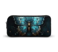 DWVTFSM Blue Butterfly Pattern Pencil Case Pen Bag Large Capacity Cute Pencil Pouch Makeup Cosmetic Bag for Women Men