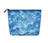 Dwvtfsm Blue Ice Cube Background Makeup Bag For Women, Waterproof Linen Travel Cosmetic Organizer Lightweight Zipper Travel Toiletry Bag Organizer Makeup Brushes Storage Bag