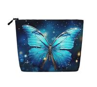 Dwvtfsm Blue Starry Butterfly Makeup Bag For Women, Waterproof Linen Travel Cosmetic Organizer Lightweight Zipper Travel Toiletry Bag Organizer Makeup Brushes Storage Bag