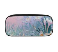 DWVTFSM Blue to Peach Gradient Large Pencil Bag Waterproof Cute Pen Case Travel Cosmetic Leather Makeup Bag Organizer Pen Holder for Men Women