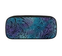 DWVTFSM Blue Zebra Print Large Pencil Bag Waterproof Cute Pen Case Travel Cosmetic Leather Makeup Bag Organizer Pen Holder for Men Women