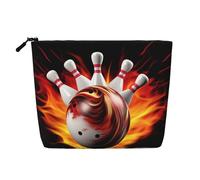Dwvtfsm Bowling Ball Makeup Bag For Women, Waterproof Linen Travel Cosmetic Organizer Lightweight Zipper Travel Toiletry Bag Organizer Makeup Brushes Storage Bag