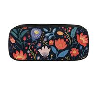 DWVTFSM Bright Flowers Large Pencil Bag Waterproof Cute Pen Case Travel Cosmetic Leather Makeup Bag Organizer Pen Holder for Men Women