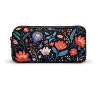 DWVTFSM Bright Flowers Pencil Case Pen Bag Large Capacity Cute Pencil Pouch Makeup Cosmetic Bag for Women Men