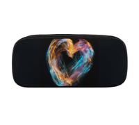 DWVTFSM Bright Heart Shape Large Pencil Bag Waterproof Cute Pen Case Travel Cosmetic Leather Makeup Bag Organizer Pen Holder for Men Women