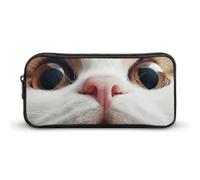 DWVTFSM Brown Cat Face Pencil Case Pen Bag Large Capacity Cute Pencil Pouch Makeup Cosmetic Bag for Women Men