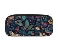 DWVTFSM Butterfly And Flowers Large Pencil Bag Waterproof Cute Pen Case Travel Cosmetic Leather Makeup Bag Organizer Pen Holder for Men Women