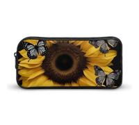 DWVTFSM Butterfly And Sunflower Pencil Case Pen Bag Large Capacity Cute Pencil Pouch Makeup Cosmetic Bag for Women Men