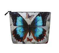 Dwvtfsm Butterfly Makeup Bag For Women, Waterproof Linen Travel Cosmetic Organizer Lightweight Zipper Travel Toiletry Bag Organizer Makeup Brushes Storage Bag