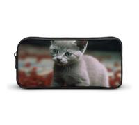 DWVTFSM Cat And Petals Pencil Case Pen Bag Large Capacity Cute Pencil Pouch Makeup Cosmetic Bag for Women Men