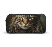 DWVTFSM Cat Pirate Braids Pencil Case Pen Bag Large Capacity Cute Pencil Pouch Makeup Cosmetic Bag for Women Men